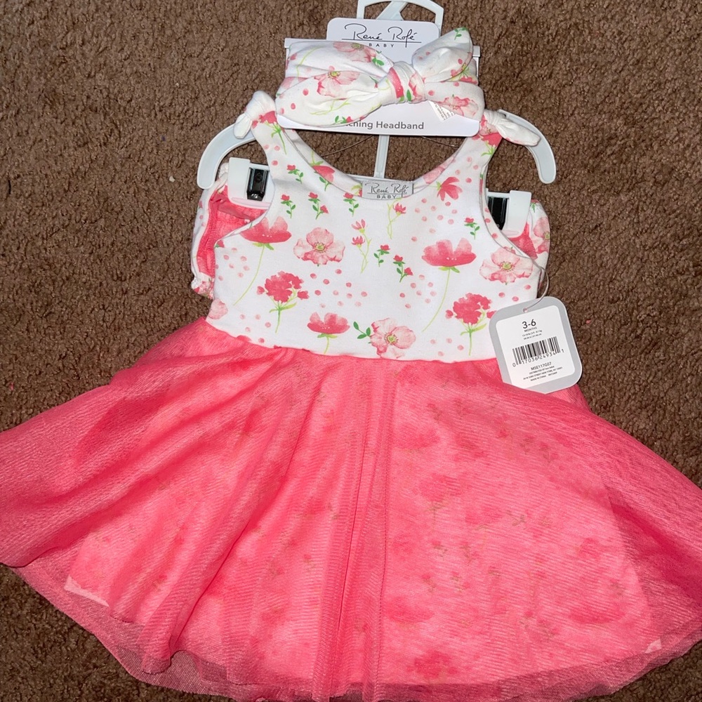 Rene Rofe Dress, Headband, Diaper Cover 3-6 months